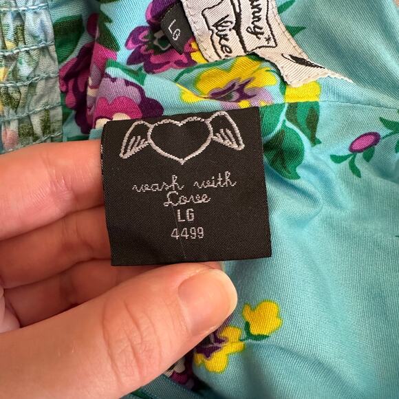 Hell Bunny Vixen Retro Halter Sundress Blue Floral Rockabilly Pin Up 50s Dress L - Picture 8 of 10